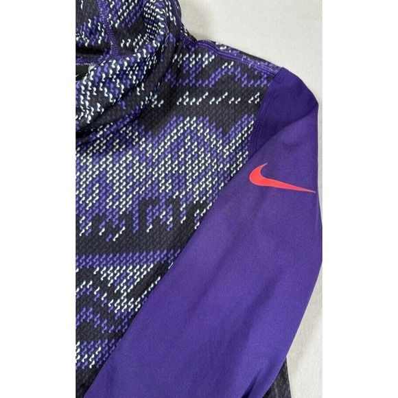 Nike Pro Dri Fit Sweatshirt Women Small Purple Turtleneck Long Sleeves Pullover - Picture 6 of 16